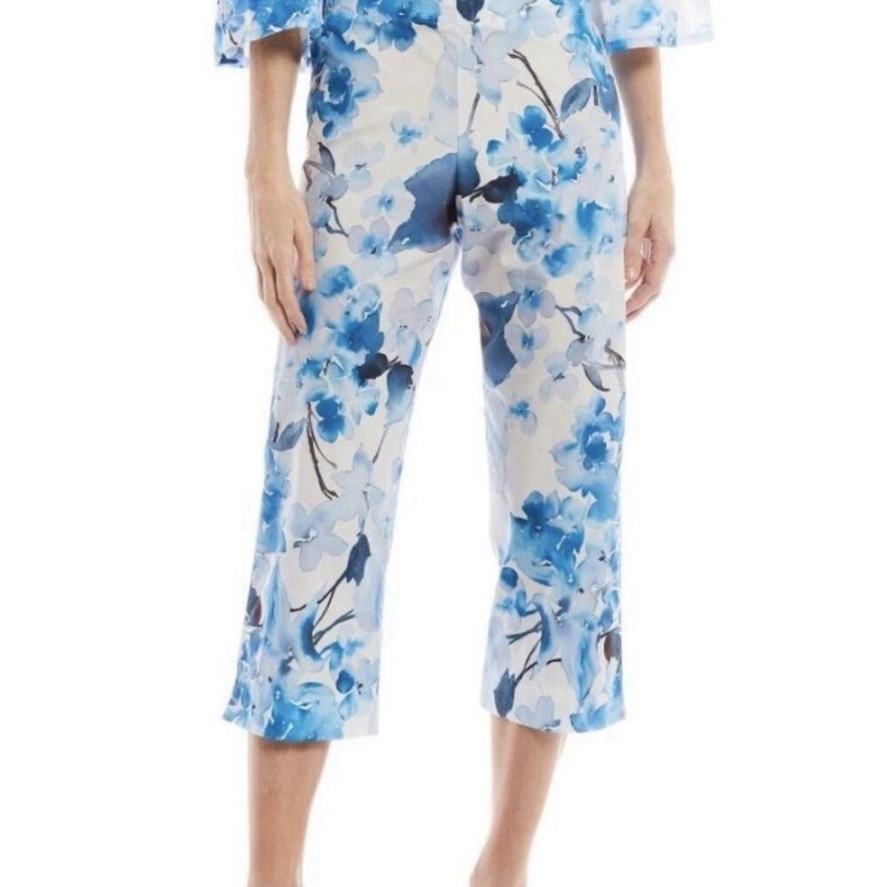 Bryn Walker Women’s Medium Blue Capri Pants 100% Cotton Vacation Spring NWT